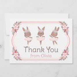 Tarjeta De Agradecimiento Bunny Ballerina con ropa rosa Cumpleaños Baby Show