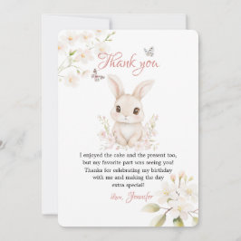 Tarjeta De Agradecimiento Bunny Butterfly Pink Petals Stationery