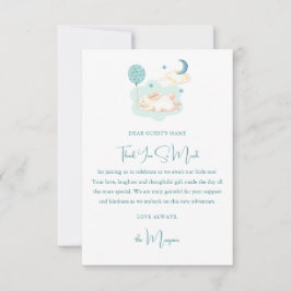 Tarjeta De Agradecimiento Bunny Dreams Blue Baby Shower