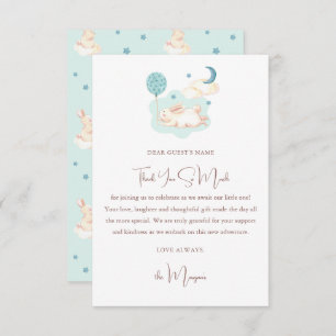Tarjeta De Agradecimiento Bunny Dreams Blue Baby Shower