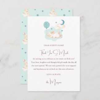 Tarjeta De Agradecimiento Bunny Dreams Blue Baby Shower