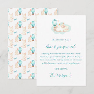 Tarjeta De Agradecimiento Bunny Dreams, ducha de bebé azul