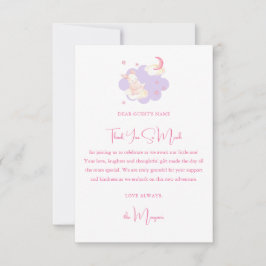 Tarjeta De Agradecimiento Bunny Dreams Purple Baby Shower