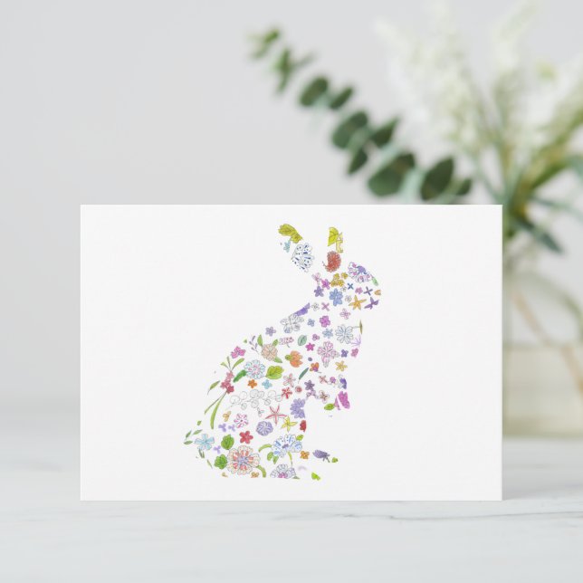 Tarjeta De Agradecimiento Bunny floral (Anverso de pie)