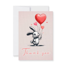 Bunny Love Balloons Gracias Card