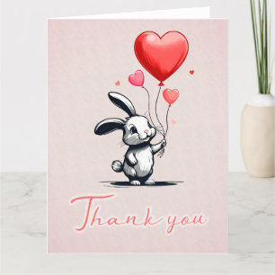 Tarjeta De Agradecimiento Bunny Love Balloons Gracias Card