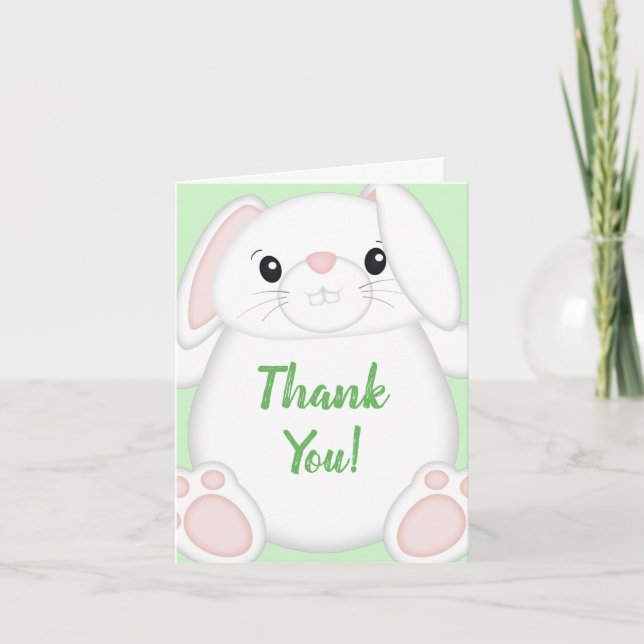 Tarjeta De Agradecimiento Bunny Rabbit Baby Shower (Anverso)