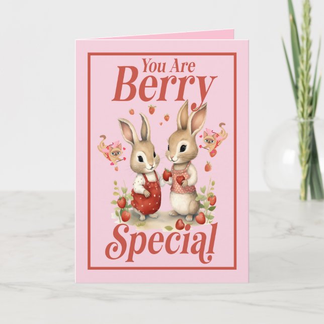 Tarjeta De Agradecimiento Bunny Valentcard en rosa (Anverso)