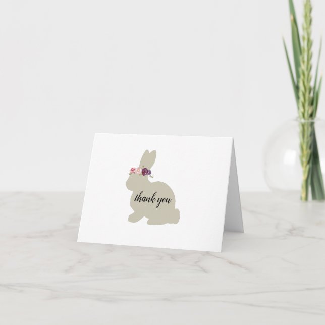 Tarjeta De Agradecimiento Bunny with Flowers Gracias (Anverso)