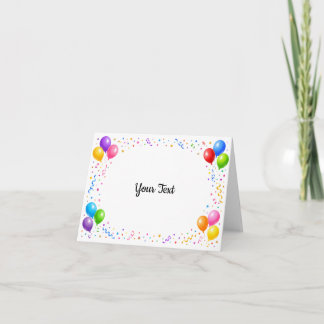 Tarjeta De Agradecimiento Bunte Party Ballons Konfetti Rahmen Design