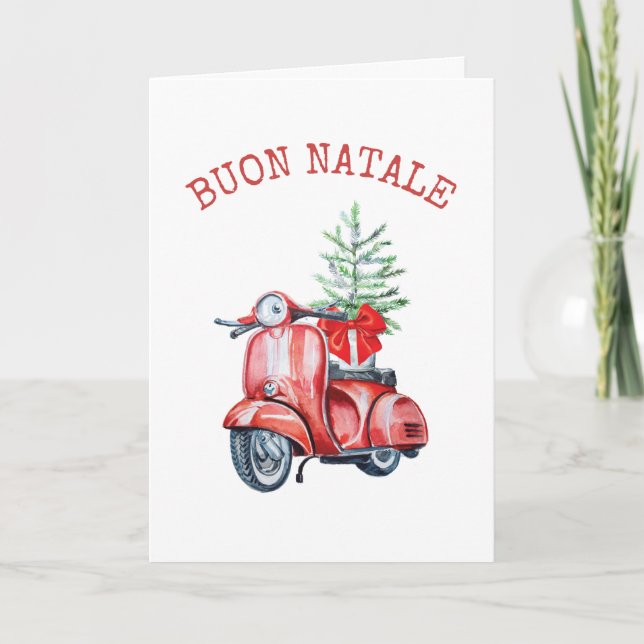 Tarjeta De Agradecimiento Buon Natale Merry navidad de bienvenida (Anverso)