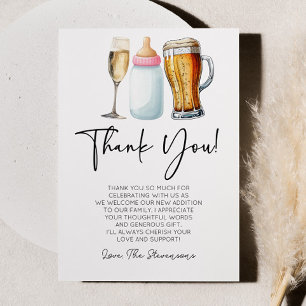 Tarjeta De Agradecimiento ¡Burbujas, Cervezas y Pañales También! Baby Shower