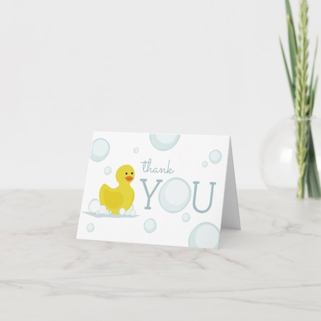Tarjeta De Agradecimiento Burbujas de Duck Rubber Baby Shower Gracias (Anverso)