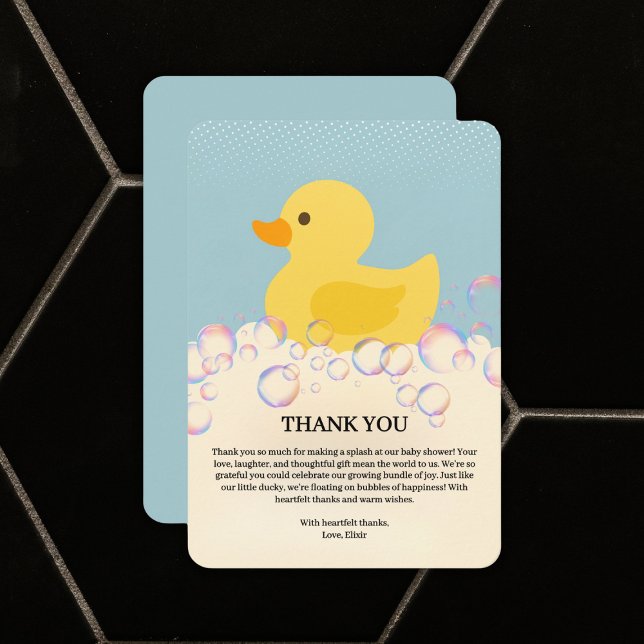 Tarjeta De Agradecimiento Burbujas de Rubber Ducky Bubbles Baby Shower (Subido por el creador)