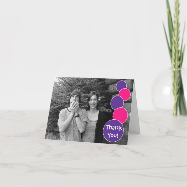Tarjeta de agradecimiento Burbujas (Púrpura / Rosa (Anverso)