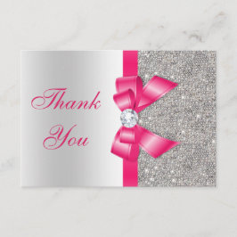 Tarjeta De Agradecimiento Burbujas rosadas calientes y diamantes en blanco g