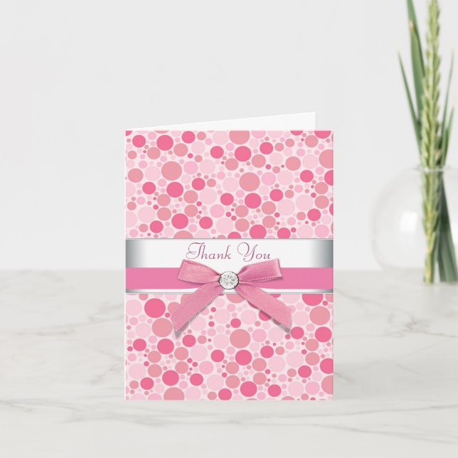Tarjeta De Agradecimiento Burbujas rosadas Gracias Cartas (Anverso)