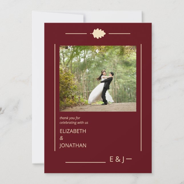 Tarjeta De Agradecimiento Burgundy Autumn Wedding (Anverso)