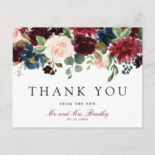 Tarjeta De Agradecimiento Burgundy Bouquet   Gracias