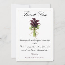 Tarjeta De Agradecimiento Burgundy Calla Lily Wedding Bouquet Ivory Ribbon 