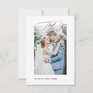 Tarjeta De Agradecimiento Burgundy DIY colores Luxe Script Boda Gracias