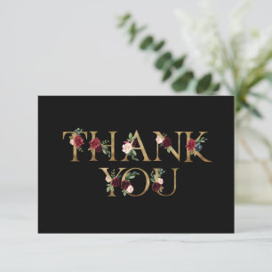 Tarjeta De Agradecimiento Burgundy Elegant Floral Gracias