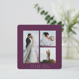 Tarjeta De Agradecimiento Burgundy Elegant Square Tres Bodas de fotos