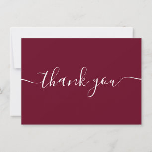 Tarjeta De Agradecimiento Burgundy Escritura Moderna Simple y Elegante