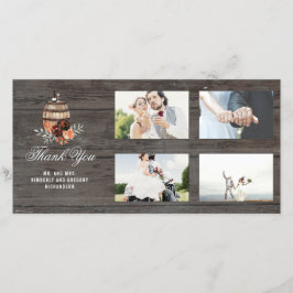 Tarjeta De Agradecimiento Burgundy Floral Barrel Rustic Gracias Boda