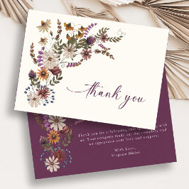 Tarjeta De Agradecimiento Burgundy Floral Gracias Cartas