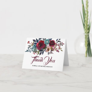Tarjeta De Agradecimiento Burgundy Floral personalizado gracias