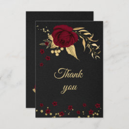tarjeta de agradecimiento burgundy gold floral bla