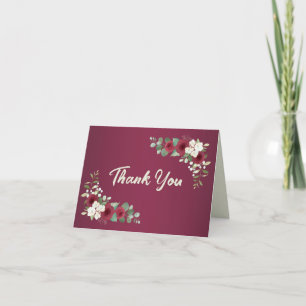 Tarjeta De Agradecimiento Burgundy Gold Otoño Invierno Boda Jardín Agradecim