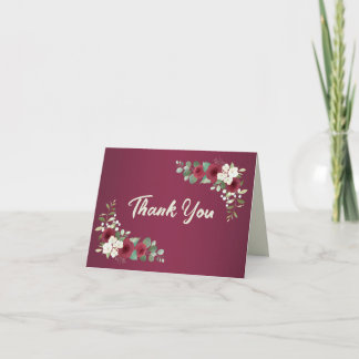Tarjeta De Agradecimiento Burgundy Gold Otoño Invierno Boda Jardín Agradecim