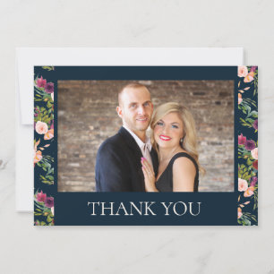 Tarjeta De Agradecimiento Burgundy Navy Blush Pink Floral Boda Agradecimient