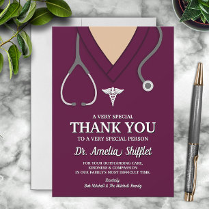 Tarjeta De Agradecimiento Burgundy Ropa de Trabajo Profesional Médico Gracia