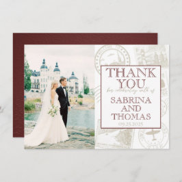 Tarjeta De Agradecimiento Burgundy Suecia Foto de Boda Gracias