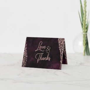 Tarjeta De Agradecimiento Burgundy Vino & Rosa Dorado Glam Boda Agradecimien