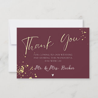 Tarjeta De Agradecimiento Burgundy wedding thank you cards