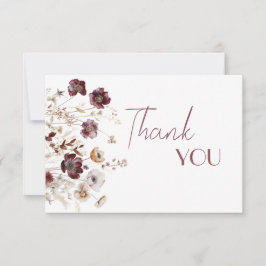 Tarjeta De Agradecimiento Burgundy Wildflowers Flor de amapola Baby Shower