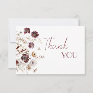 Tarjeta De Agradecimiento Burgundy Wildflowers Flor de amapola Baby Shower