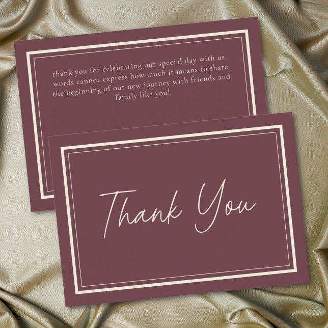 Tarjeta De Agradecimiento Burgundy Wine Minimalist Frame Wedding (Burgundy Wine Minimalist Frame Wedding Thank You Card)