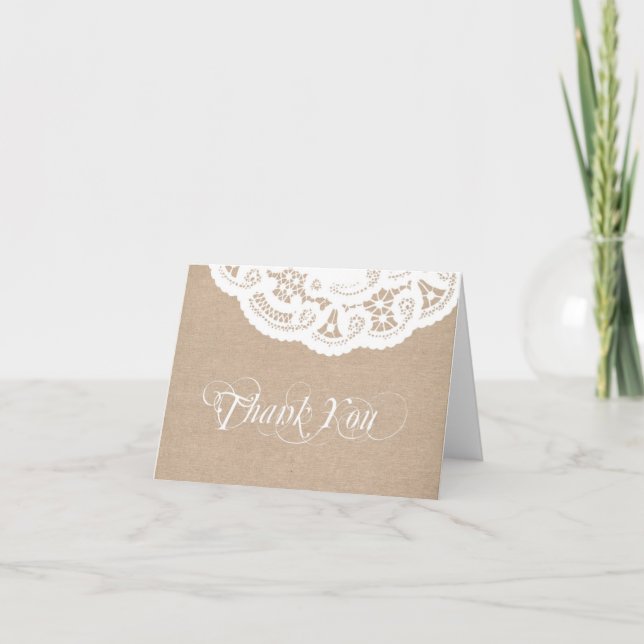Tarjeta De Agradecimiento Burlap Lace Doily (Tarjeta de nota) (Anverso)