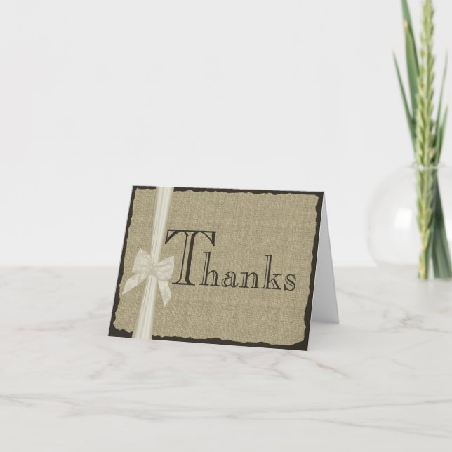 Tarjeta De Agradecimiento Burlap Look Thank You (Anverso)