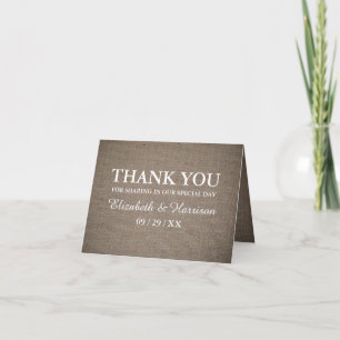 Tarjeta De Agradecimiento Burlap Weddig