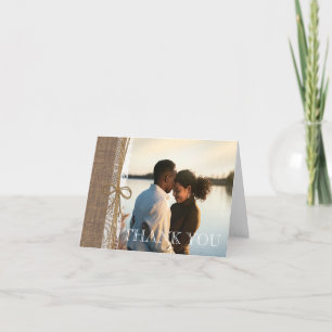 Tarjeta De Agradecimiento Burlap y Twine Photo Gracias