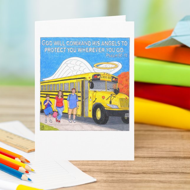 Tarjeta De Agradecimiento Bus Angel Greeting Card (Subido por el creador)