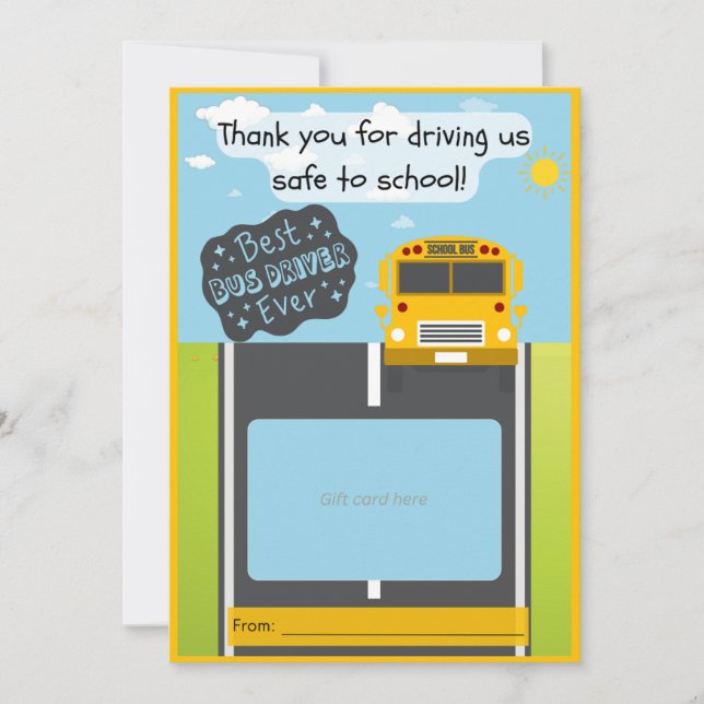 Tarjeta De Agradecimiento Bus driver gift card holder thank you card (Anverso)