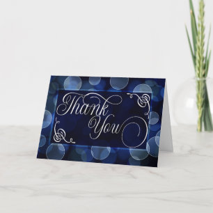 Tarjeta De Agradecimiento Business Blue Bokeh Blank