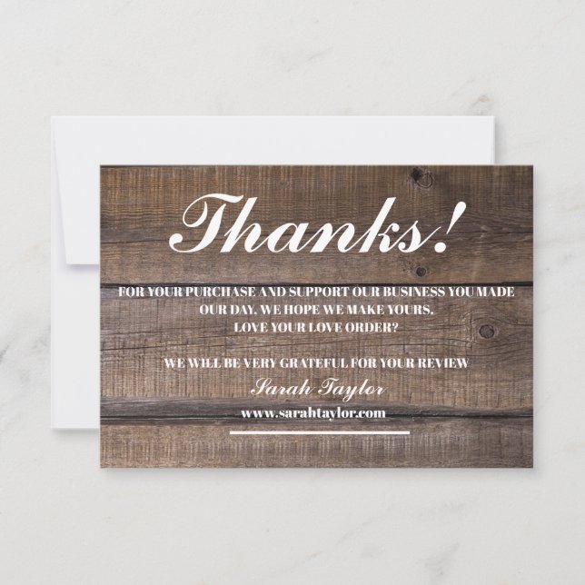 Tarjeta De Agradecimiento Business Gracias A Rustic Script Bold  (Anverso)